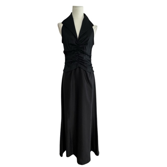 Tadashi Shoji Black Maxi Dress Gown Ruched Tuxedo
Collared Formal Event Size 8 - Picture 3 of 9